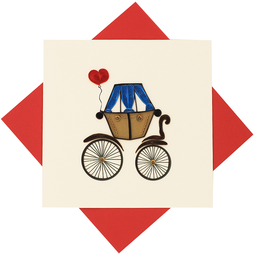 Quilled Vintage Bicycle Card